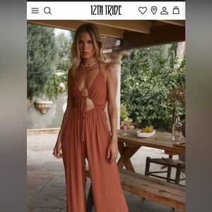 12th Tribe Augustine Rust Halter Jumpsuit NWT